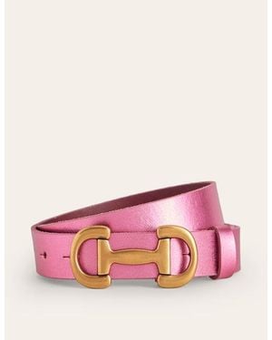 Boden Iris Snaffle-Trim Leather Belt - Pink