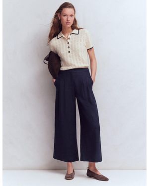 Boden Pleated Linen Culotte - Blue