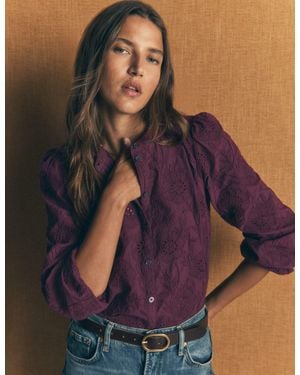 Boden Broderie Cotton Top - Blue