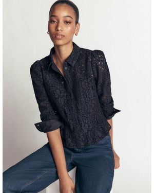 Boden Julia Darted Lace Shirt - Blue
