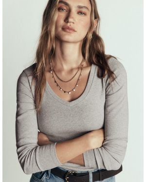 Boden Annie Essential V Neck Top - Grey