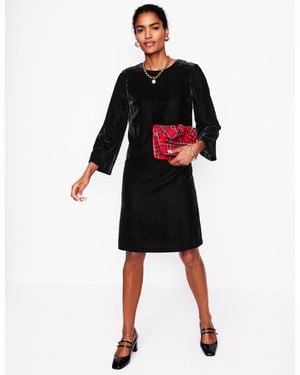 Boden Long Sleeve Velvet Shift Dressblack