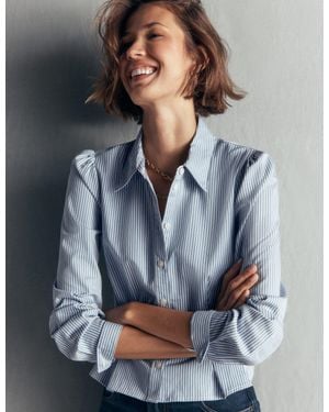 Boden Julia Darted Cotton Shirt - Blue
