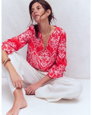 Boden Cleo Linen Top - Red