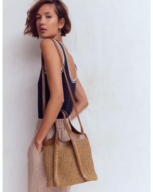 Boden Mini Straw Tote - Brown