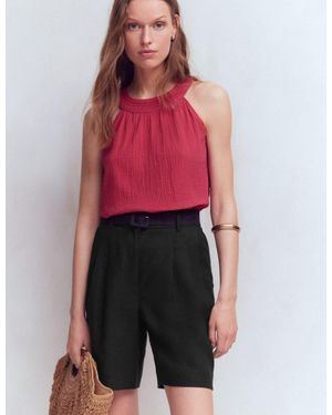 Boden Chelsea Belted Linen Shorts - Red