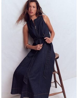 Boden Sleeveless Zip Denim Dress - Blue