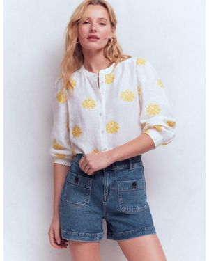 Boden Primrose Denim Shorts - White