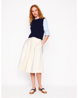 Boden Pleat Detail Midi Skirt - Blue