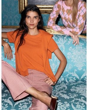 Boden Elsie Cashmere Crew T-Shirt - Orange
