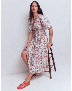 Boden Irene Linen Midi Dress - White