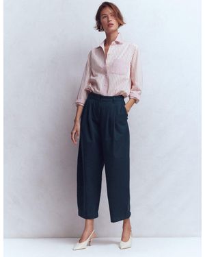 Boden Pleat Barrel Leg Trousers - Blue