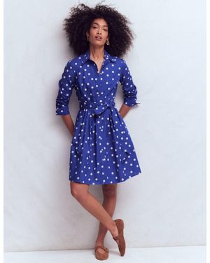 Boden Alexa Long Sleeve Short Dress Bright, Painted Dot - Blue