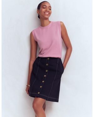 Boden Contrast Stitch Ponte Skirt - Blue