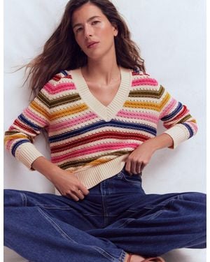 Boden Maeve Textured Cotton Jumper - Blue