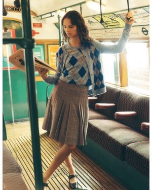 Boden Multi Panel Wool Blend Skirt - Blue