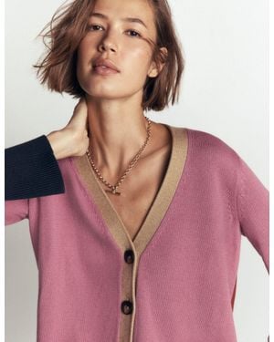 Boden Lucy Lockere Strickjacke Aus Baumwolle - Pink