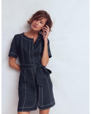 Boden Callie Linen Short Dress - Blue