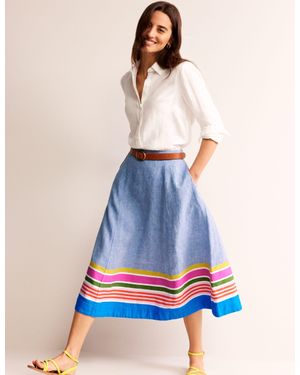 Boden Stripe Hem Skirt - Blue