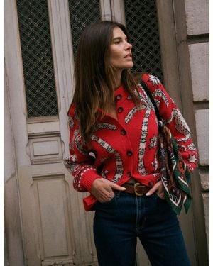 Boden Jemma Jacquard Knit Cardigan - Red