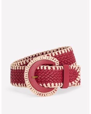 Boden Woven Stitch Belt - Red