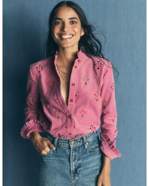 Boden Sienna Frill Cord Shirt - Pink