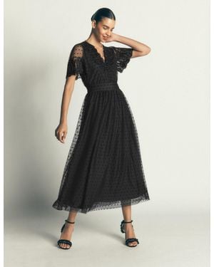 Boden Embroidered Tulle Maxi Dress - Black