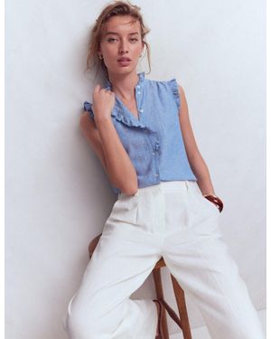 Boden Isabel Sleeveless Linen Top - White