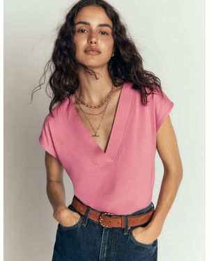 Boden Supersoft V-Neck T-Shirt - Pink
