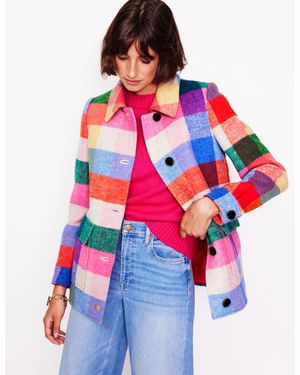 Boden Wool Check Coat - White