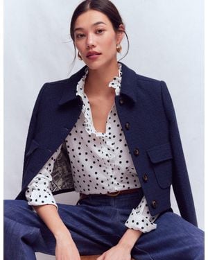 Boden Isabel Ruffle Cotton Shirt - Blue