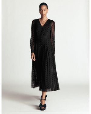 Boden Midikleid Aus Tüll Mit Faltendetail - Schwarz