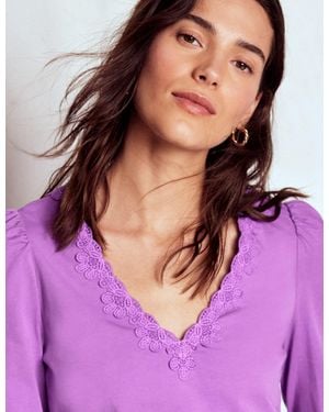 Boden Flora Lace V-Neck Top - Purple