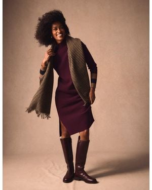 Boden Merino Knitted Dress-Dark Cherry, Stripe - Multicolor