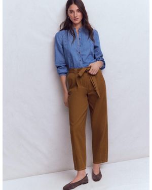 Boden Belted Barrel Leg Trousers - Blue