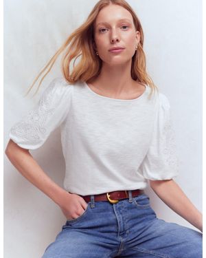 Boden Tape Lace T-Shirt - Gray
