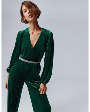 Boden Jersey Velvet Wrap Jumpsuit - Green