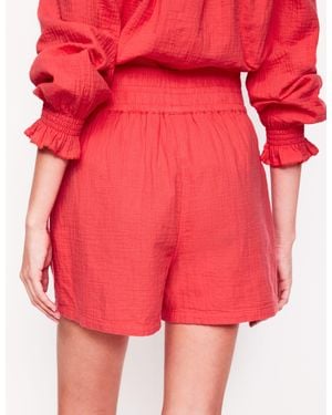 Boden Smocked Double Cloth Shorts - Red