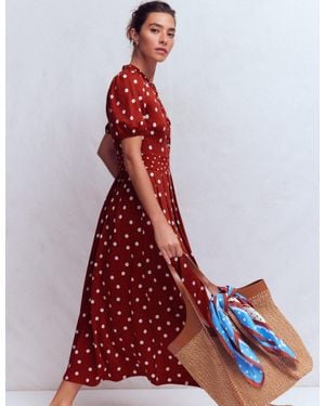 Boden Amber Pleat Jersey Midi Dress - Red