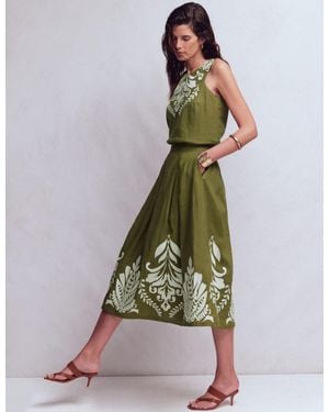 Boden Verity Linen Midi Skirt - Metallic