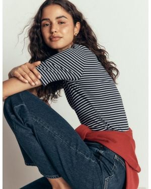 Boden Ribbed Cotton T-Shirt - Blue
