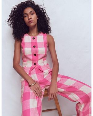 Boden Linen Waistcoat - Pink