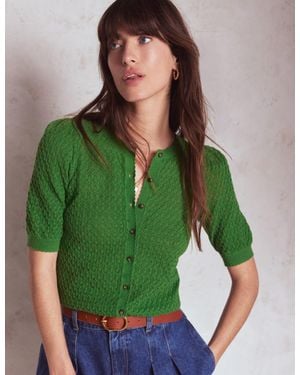Boden Dot Pointelle Cardigan - Green