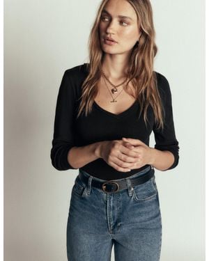 Boden Annie Essential V Neck Top - Black