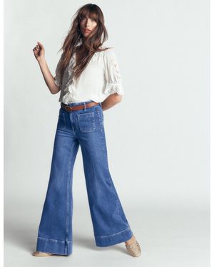 Boden Patch Pocket Flare Jeans - Blue