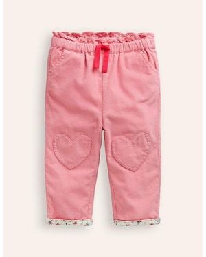 Boden Corduroy Heart Patch Trousers - Pink