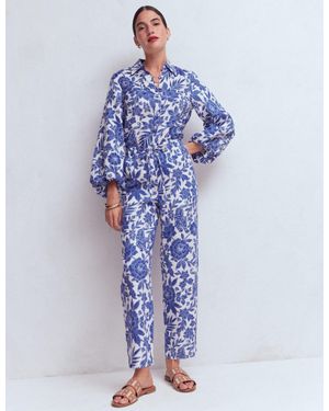 Boden Islington Linen Crop Pants - Blue