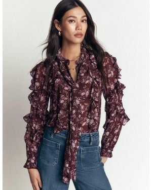 Boden Ruffled Georgette Top - Blue
