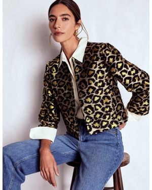 Boden Jacquard Leopard Jacket-Leopard, Lurex Jacquard - Black