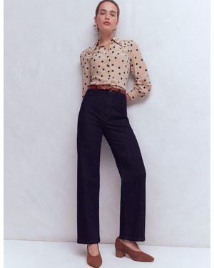 Boden Pintuck Column Leg Jeans - Blue